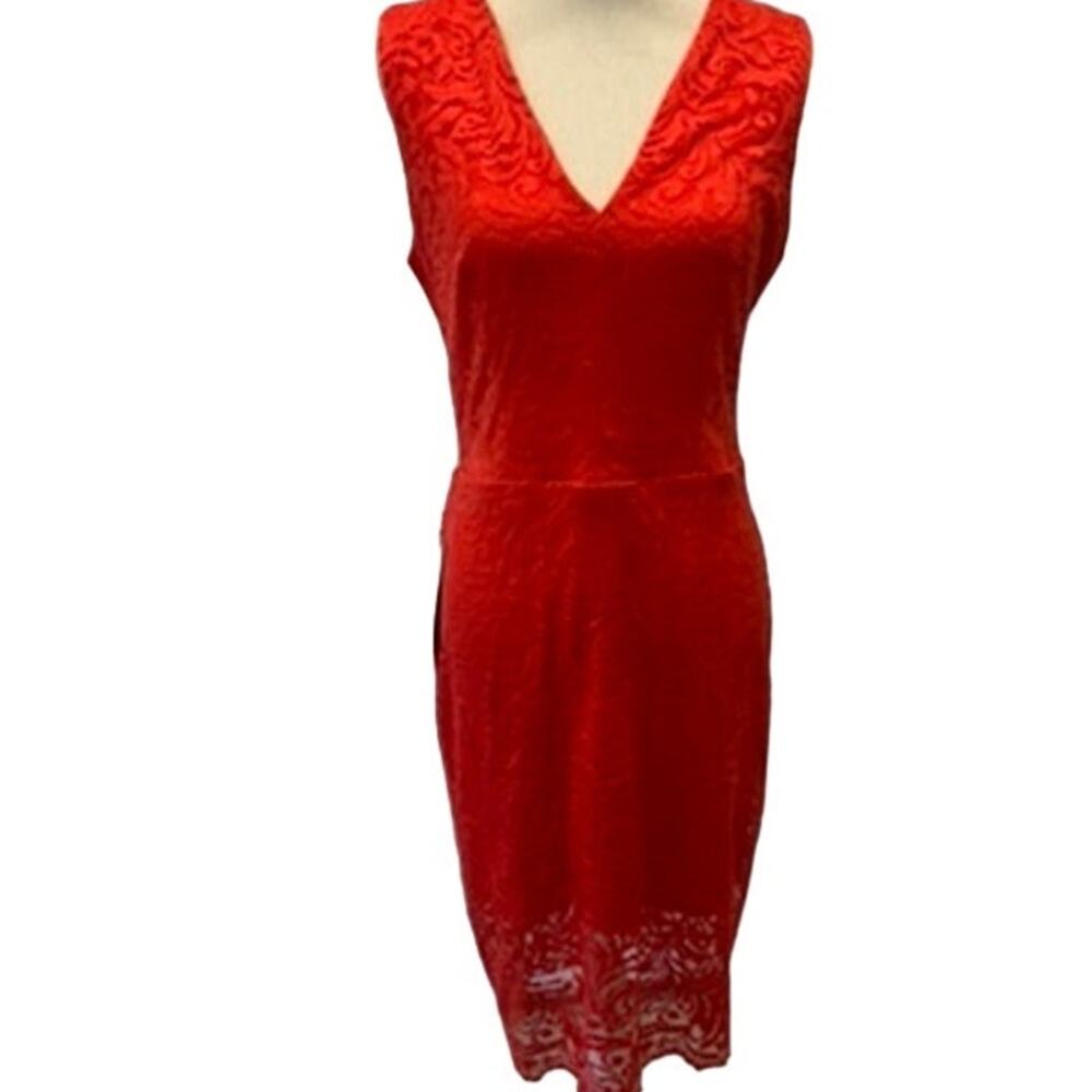 NWT!! "BEBE",Daniela,Red Lace,Midi‎ dress,Sexy, Sleeveless, MSRP 129.00,Summer